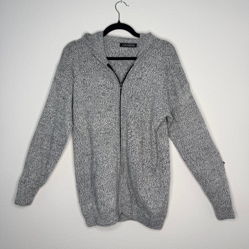 Gamboa Alpaca Wool Zip Hoodie Sweater — Men’s Medium — Heather Gray